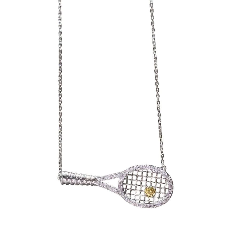 rhinestone tennis racket necklace boogzel clothing