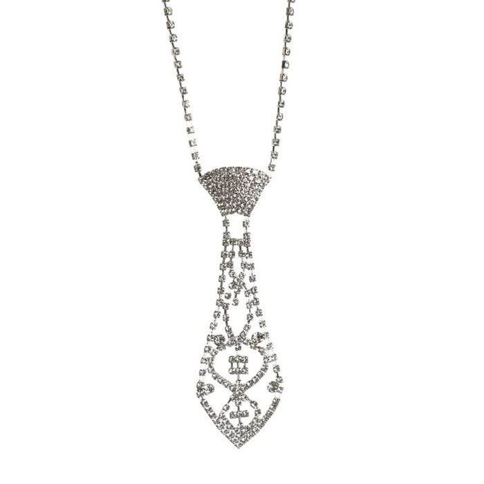 rhinestone tie shaped necklace boogzel clothing