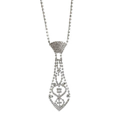 rhinestone tie shaped necklace boogzel clothing