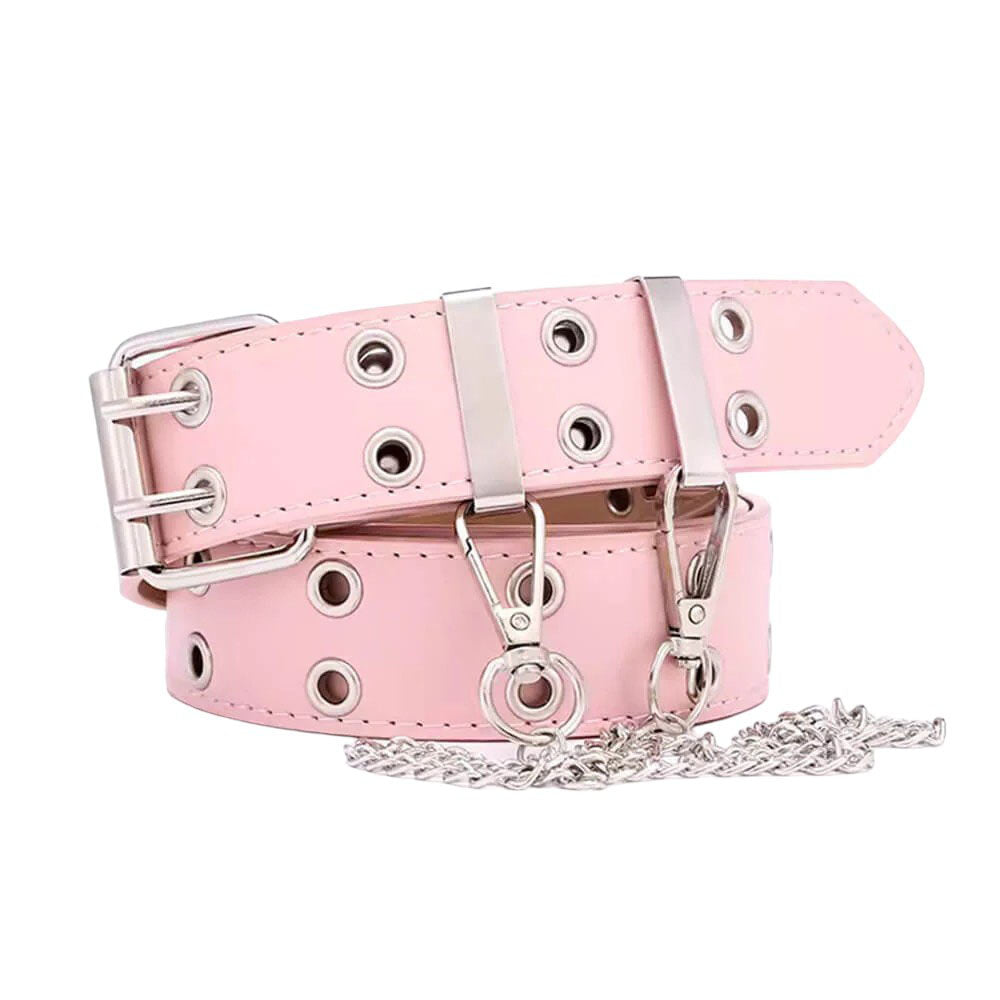 pink rivet chained belt boogzel clothing