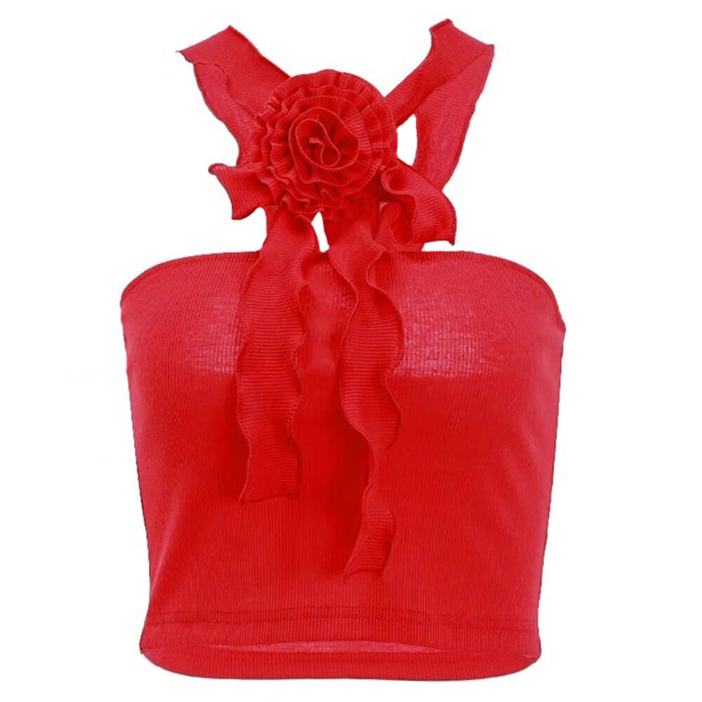 rose ruffled crop top boogzel clothing