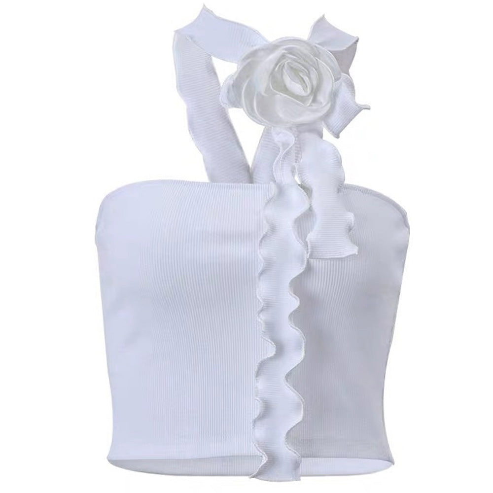 rose ruffled crop top boogzel clothing