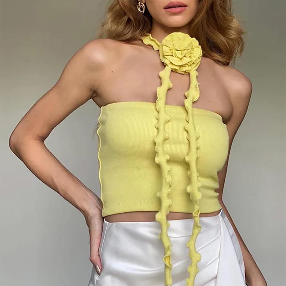 rose ruffled crop top boogzel clothing