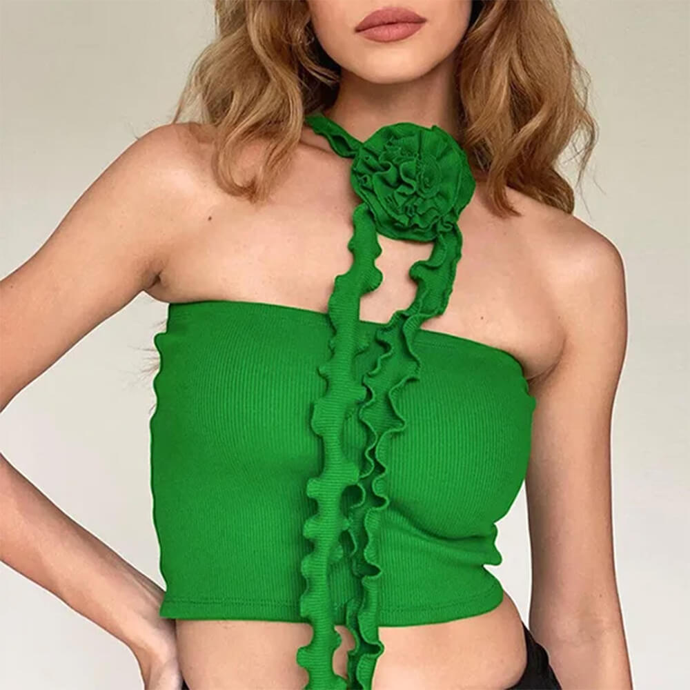 rose ruffled crop top boogzel clothing