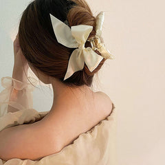 satin bow hair claw boogzel clothing