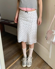 satin polka dot midi skirt boogzel clothing