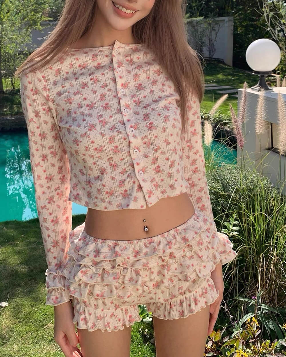secret garden floral top shorts set boogzel clothing