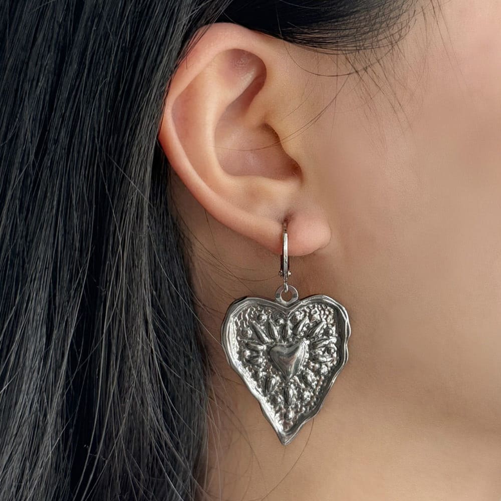 silver heart coin earrings boogzel clothing