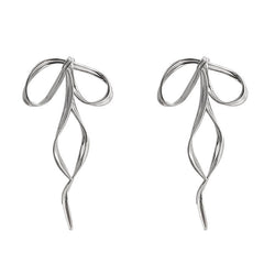 silver bow earrings boogzel clothing