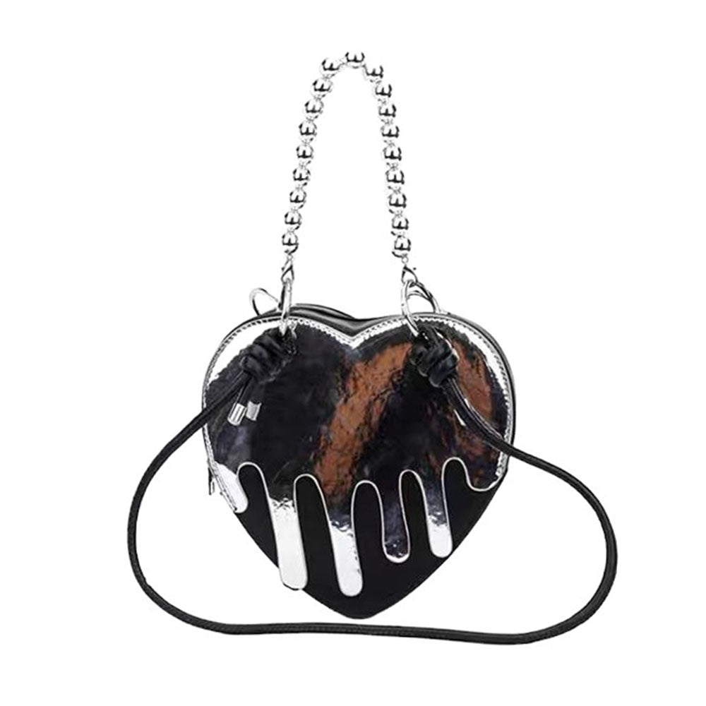 silver drip heart handbag boogzel clothing