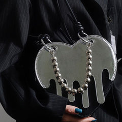 silver drip heart handbag boogzel clothing