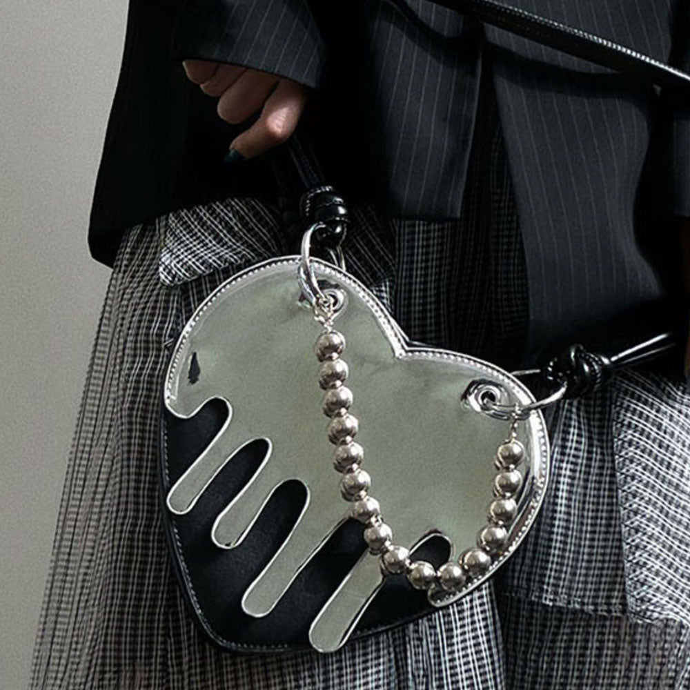 silver drip heart handbag boogzel clothing