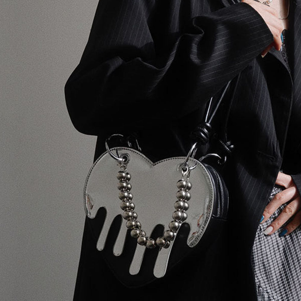 silver drip heart handbag boogzel clothing