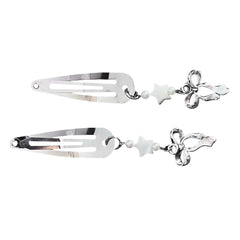 silver hair clip with ribbon charms boogzel clothing