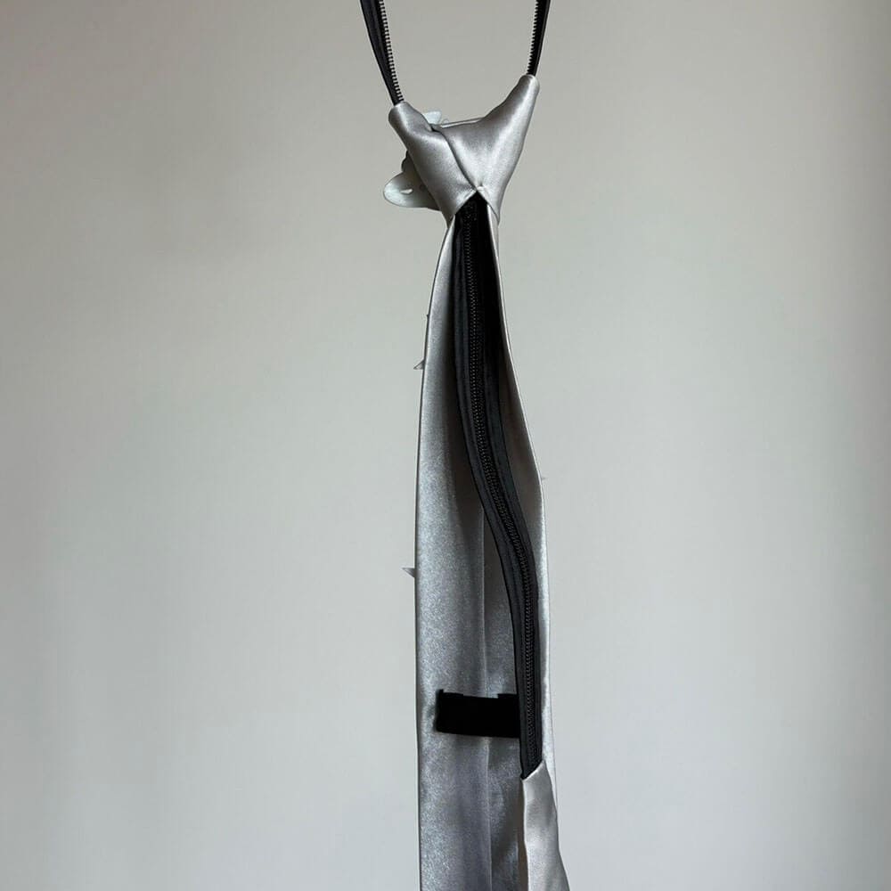 silver star satin tie boogzel clothing