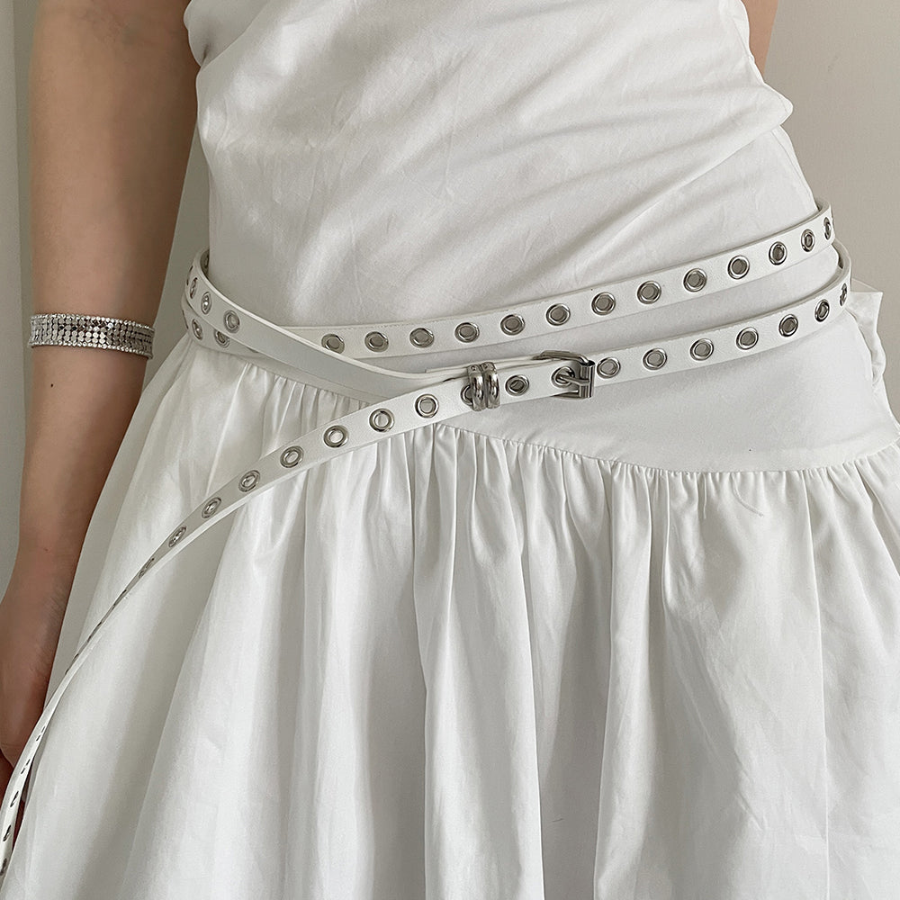 skinny eyelet extra long belt boogzel clothing