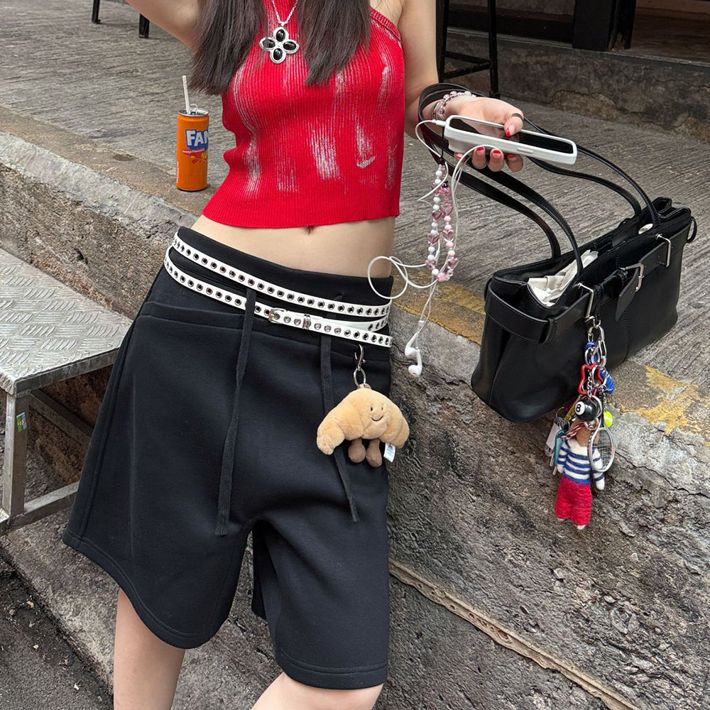 skinny eyelet extra long belt boogzel clothing
