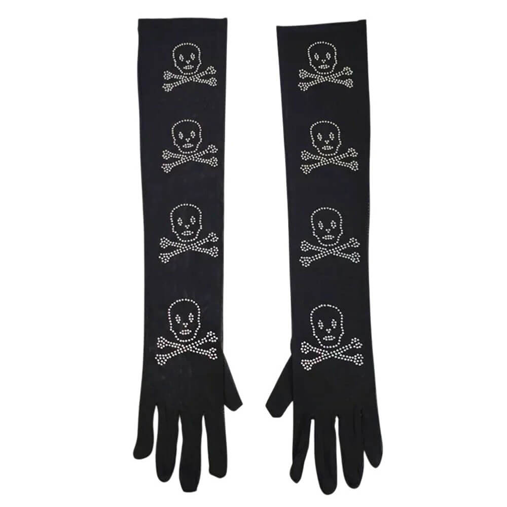skull rhinestone gloves boogzel clothing