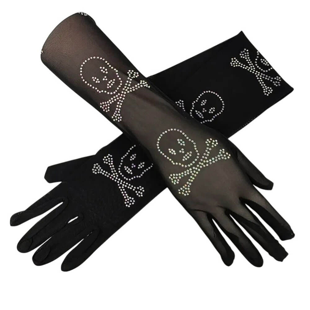 skull rhinestone gloves boogzel clothing