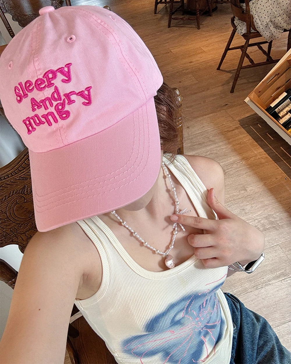 sleepy and hungry embroidery cap boogzel clothing