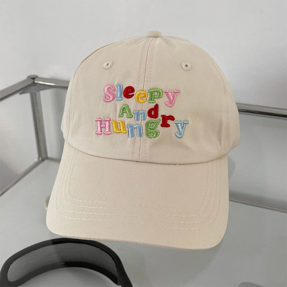 sleepy and hungry embroidery cap boogzel clothing