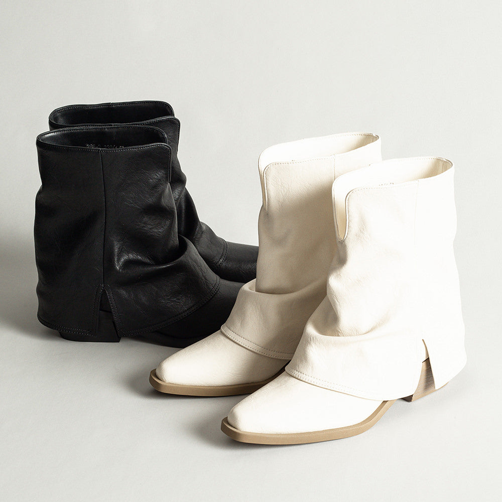 slouchy fit block heel boots boogzel clothing