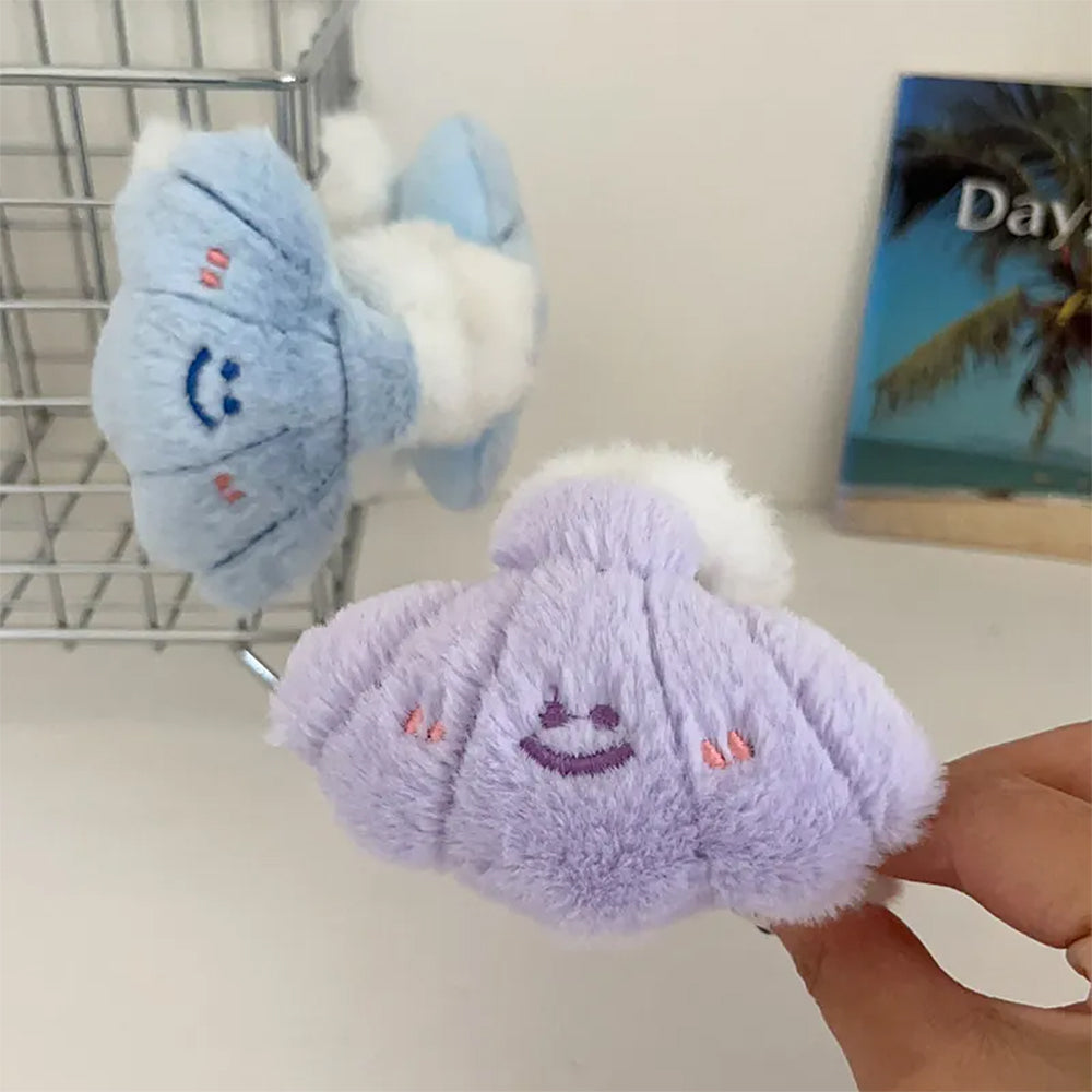 smiling shell fluffy hair clip boogzel clothing