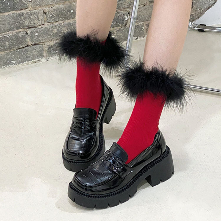 Fluffy Socks - socks with fur - boogzel clothing