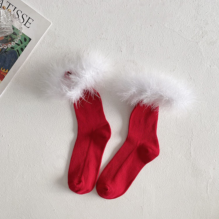 Fluffy Socks - socks with fur - boogzel clothing