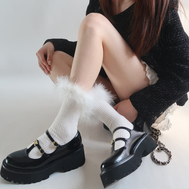 Fluffy Socks - socks with fur - boogzel clothing