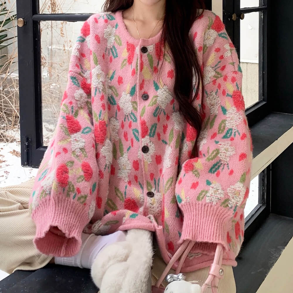 soft girl floral cardigan boogzel clothing