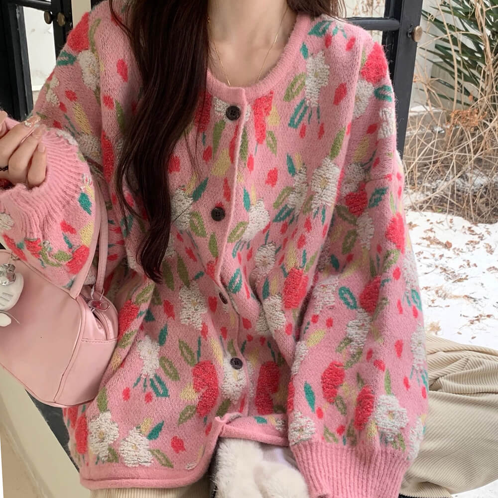 soft girl floral cardigan boogzel clothing