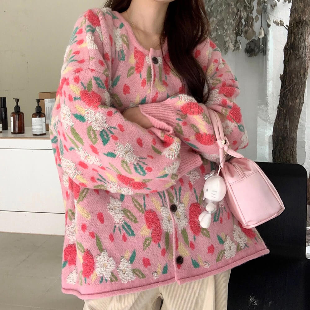 soft girl floral cardigan boogzel clothing
