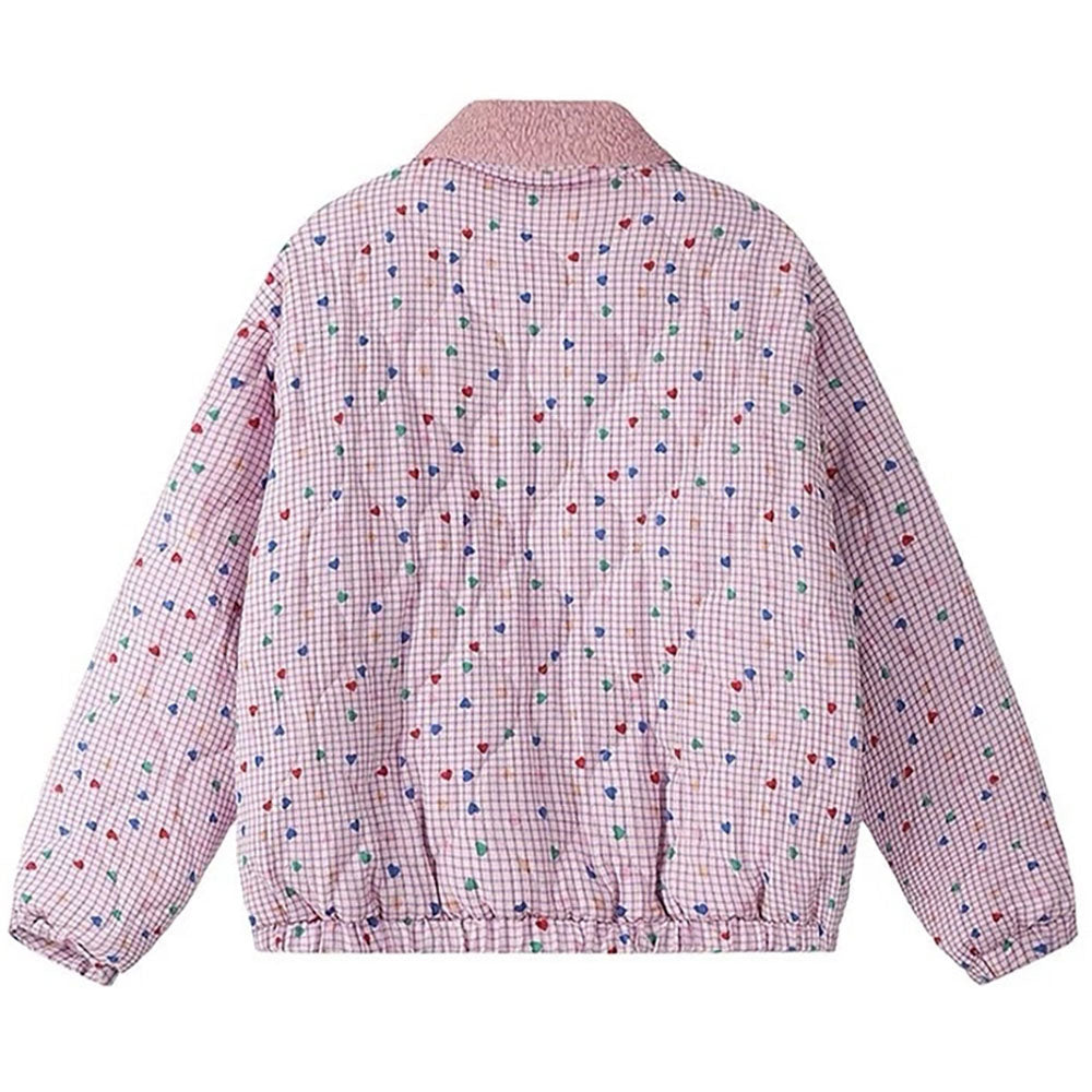 soft girl pink heart pattern jacket boogzel clothing