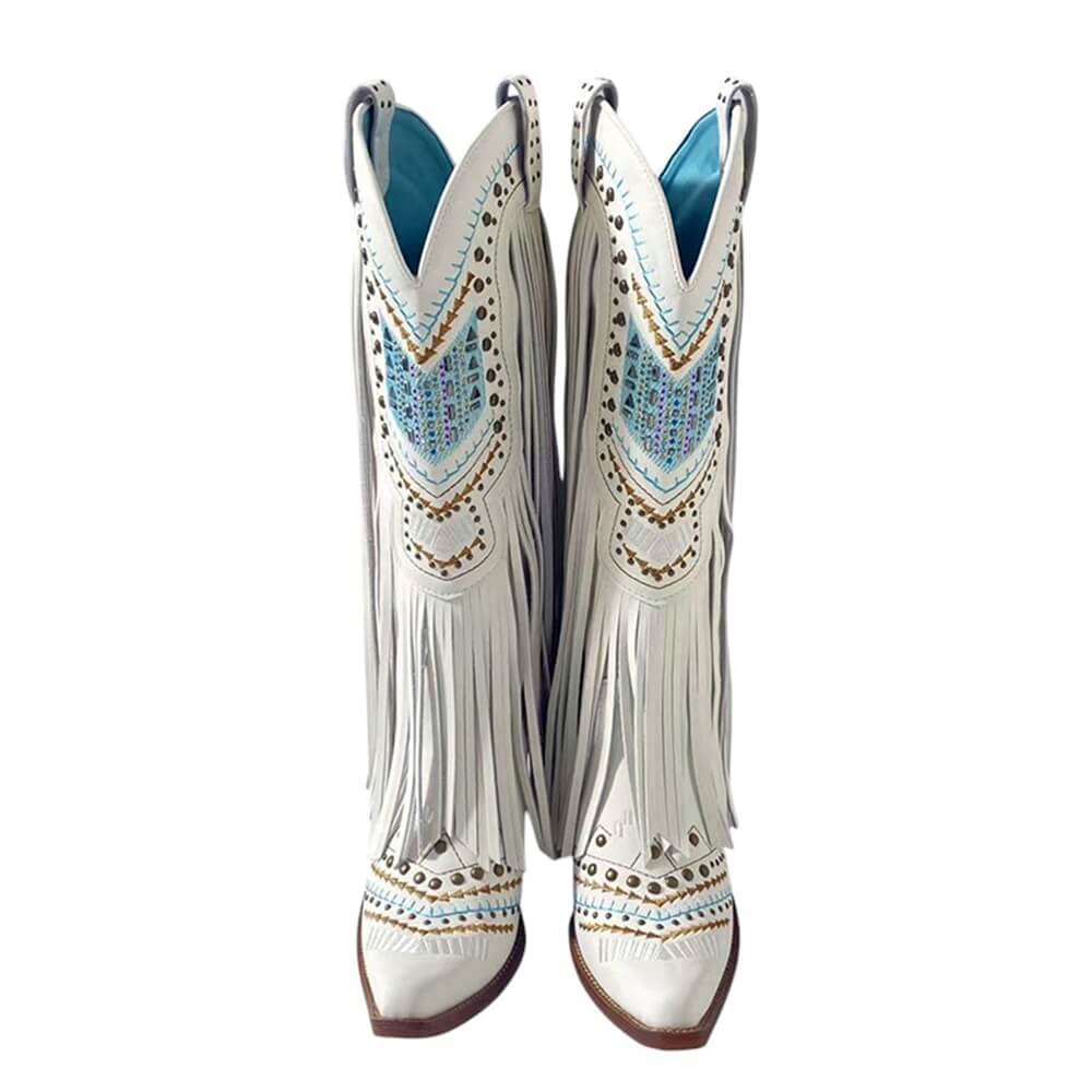 aesthetic white western boots boogzel clothing