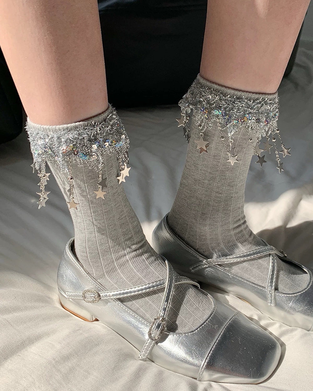 sparkle star charm socks boogzel clothing