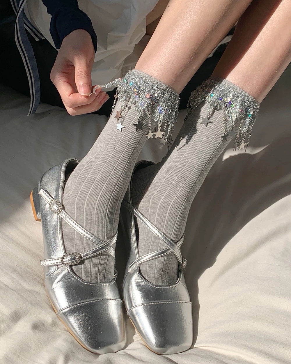 sparkle star charm socks boogzel clothing
