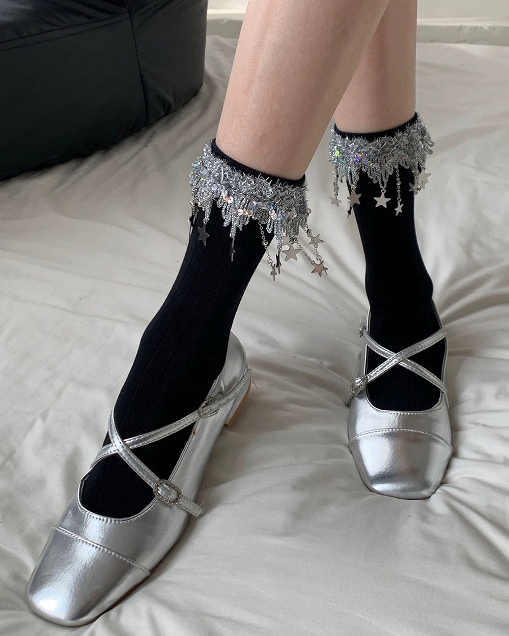 sparkle star charm socks boogzel clothing