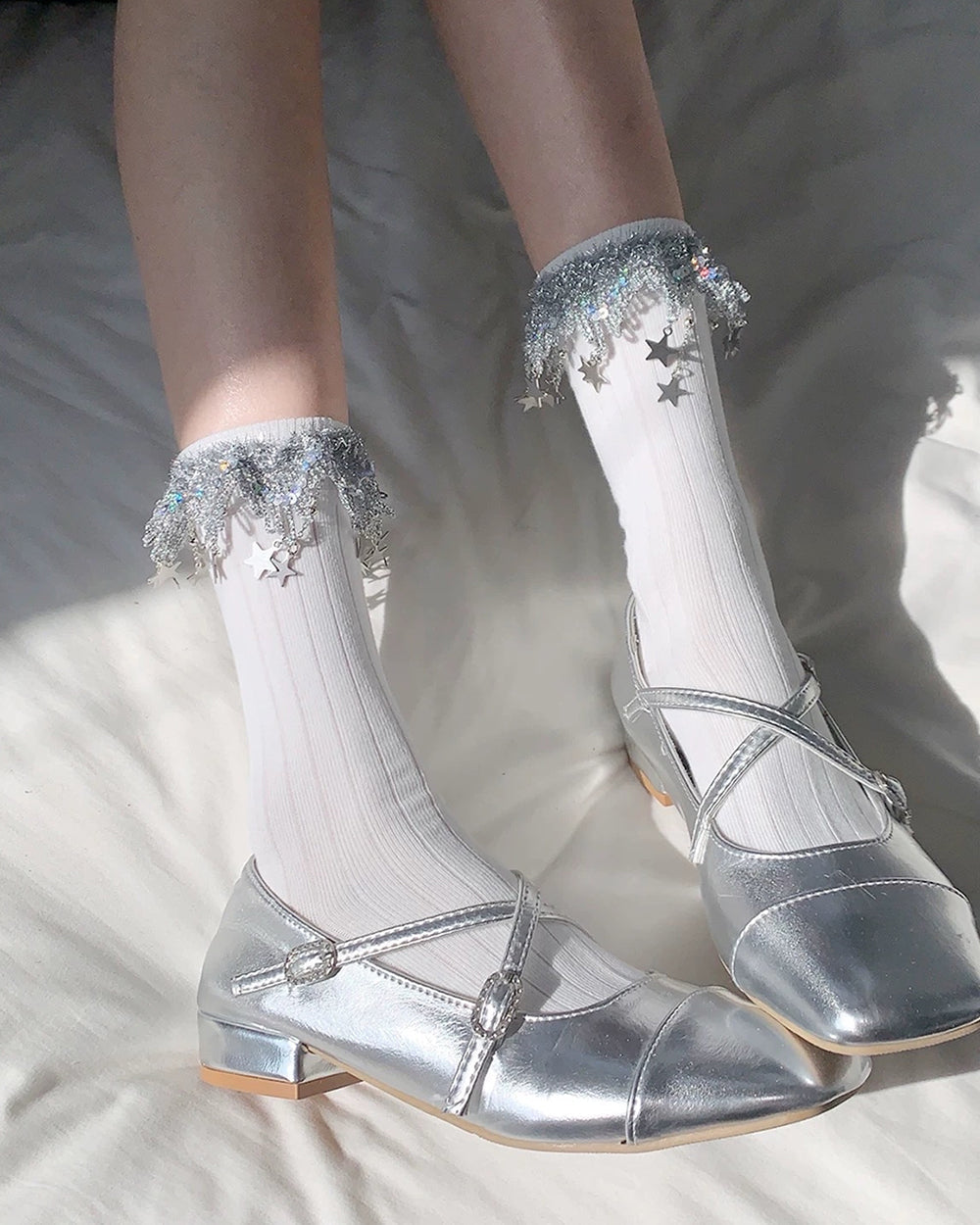 sparkle star charm socks boogzel clothing