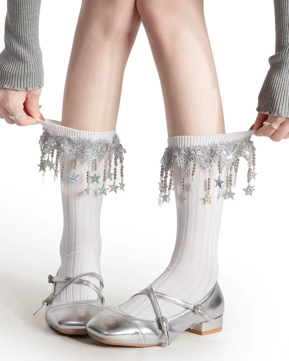 sparkle star charm socks boogzel clothing