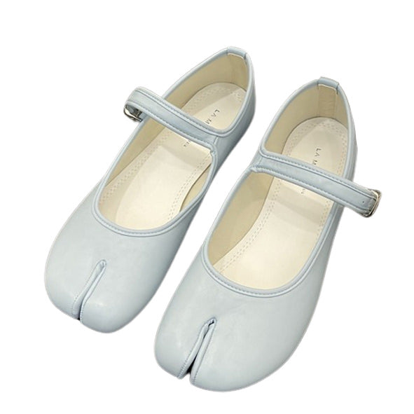 blue Split-Toe Tabi Ballet Flats