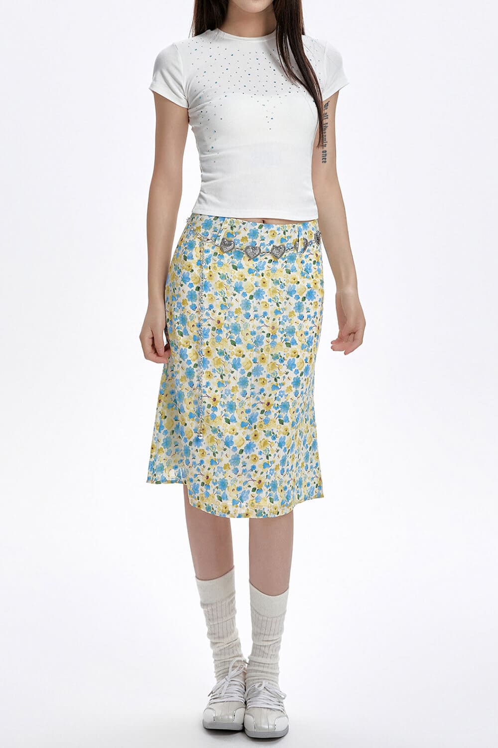 spring garden floral print skirt boogzel clothing