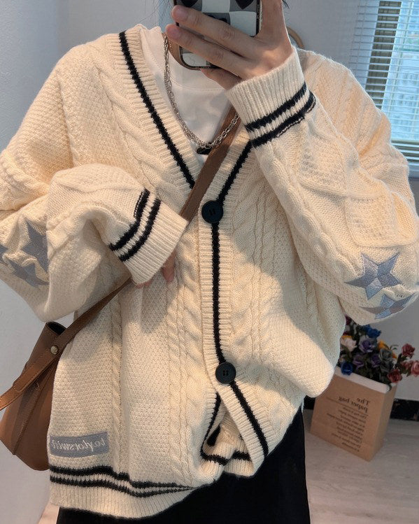 Preppy Aesthetic Star Cardigan boogzel clothing