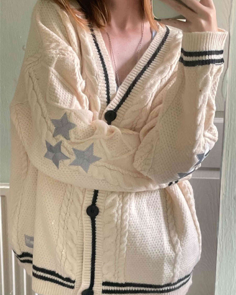 Preppy Aesthetic Star Cardigan boogzel clothing