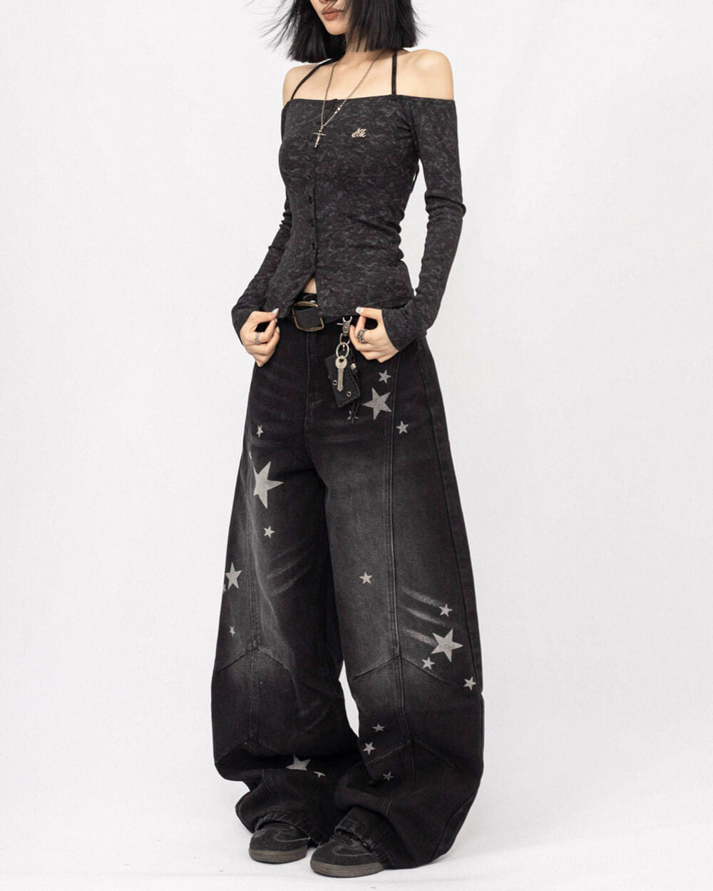 star pattern baggy jeans boogzel clothing