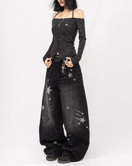 star pattern baggy jeans boogzel clothing