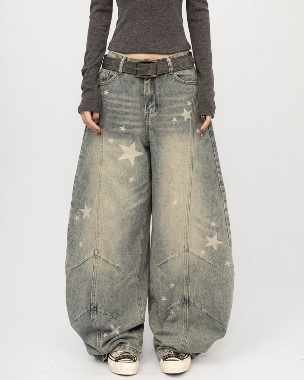star pattern baggy jeans boogzel clothing