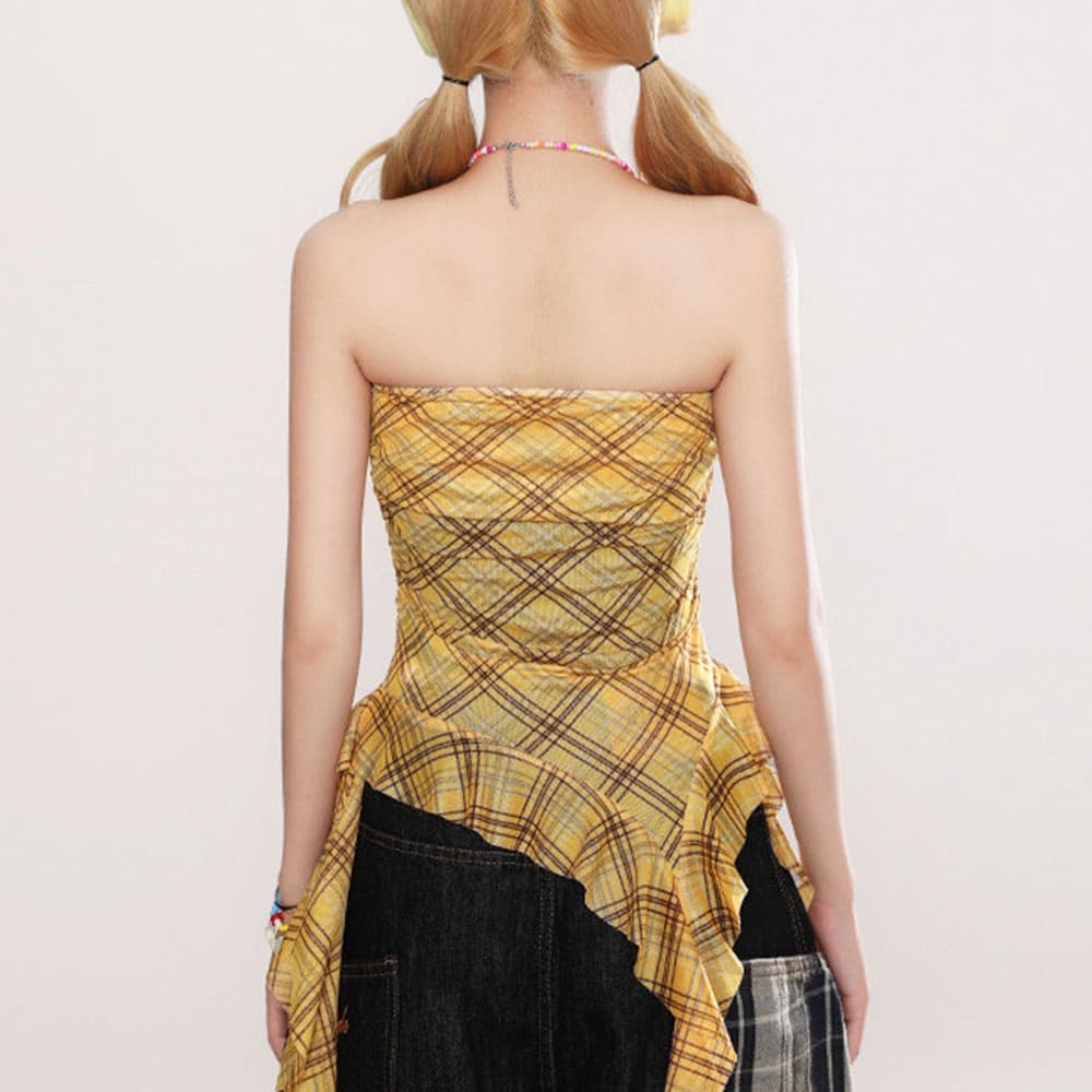 star plaid bandeau top boogzel clothing
