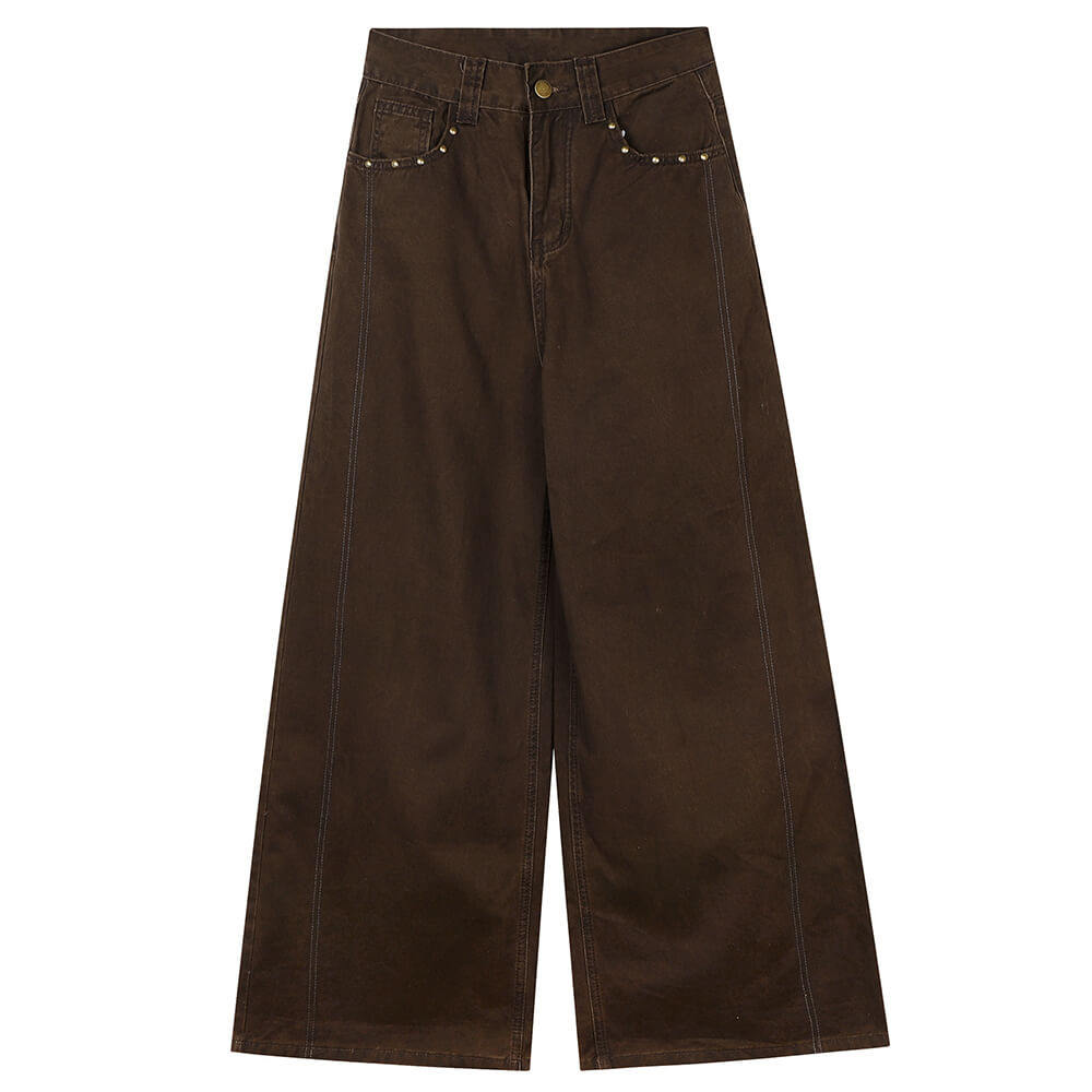 star pocket wide leg brown pants boogzel clothing