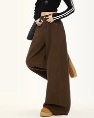 star pocket wide leg brown pants boogzel clothing